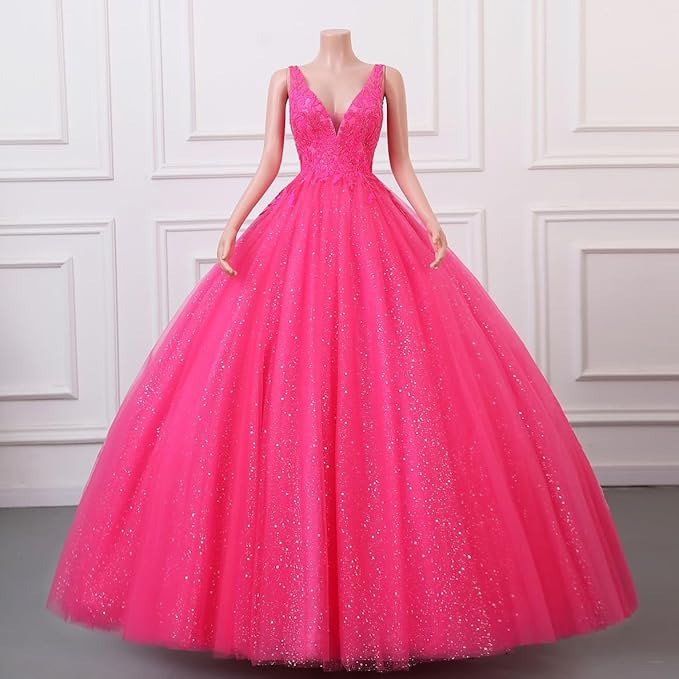 Engerla Women's Beading Sweetheart Ball Gown Tulle Layed Long Quinceanera Dress