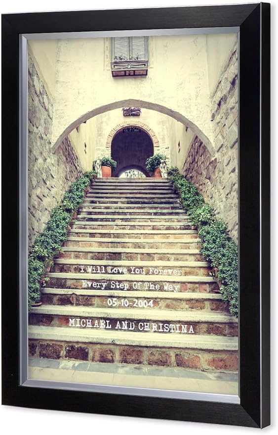 IPIC - Love You Every Step, Personalized Canvas Wall Art with Names and Date on for Home Decor, Customized Gift for Anniversary,Wedding,Birthday and Holidays.
