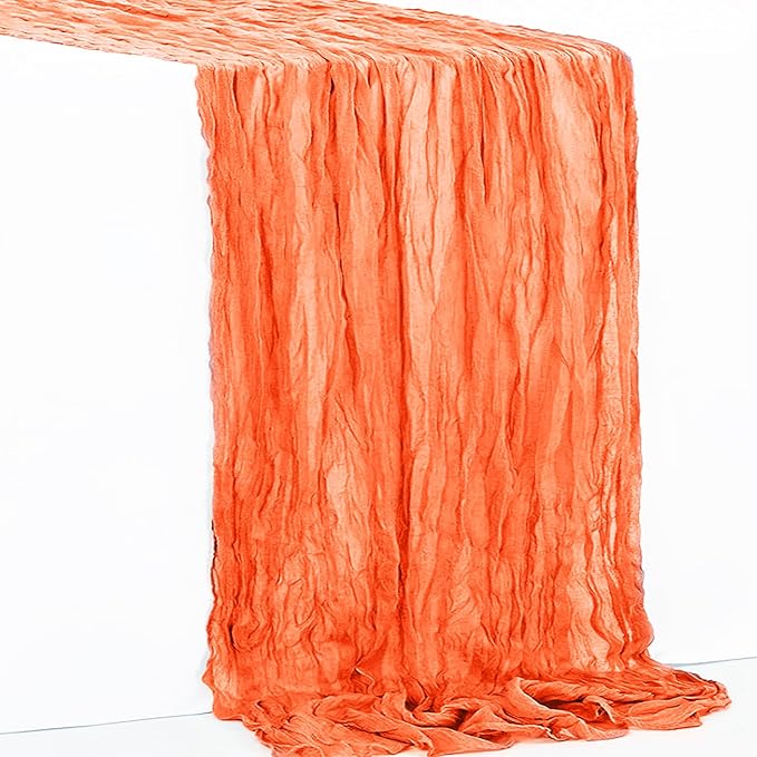 6 Pack Orange Cheesecloth Table Runner 35x120 Inch 10Ft Rustic Gauze Cheese Cloth Table Runner Sheer Cheesecloth Table Runners for Wedding Party Bridal Shower Decoration