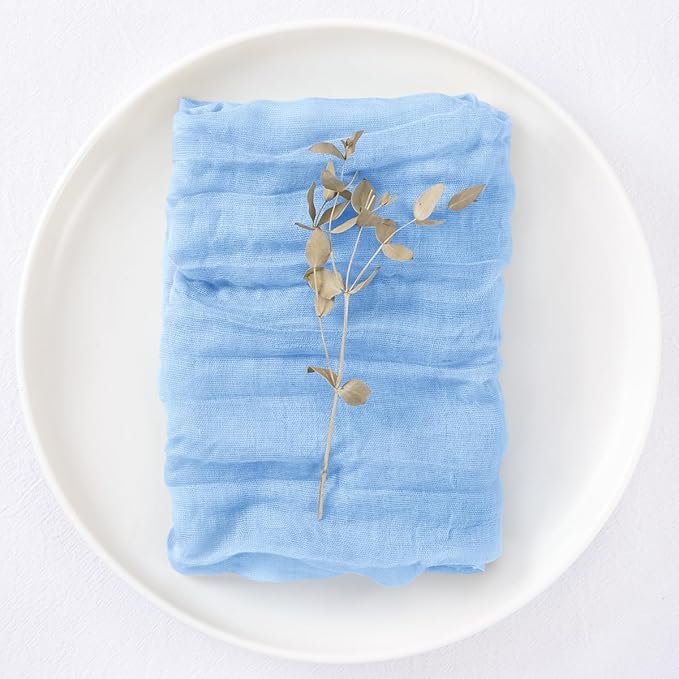 50 Pack Light Blue Cheesecloth Napkins Spring Cloth Napkins Set of 50 Baby Blue Dinner Napkins Bulk 21x21 Inches for Wedding Bridal Shower Baby Shower Valentine's Day