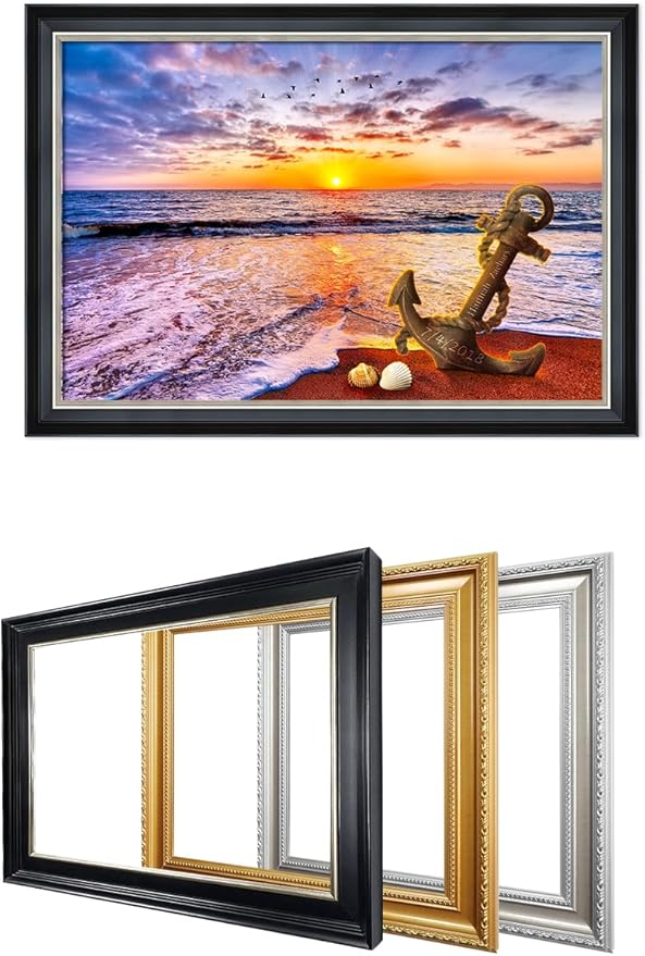 IPIC - "Anchored in Time Personalized Wall Art with Name and Date, Custom Beach Sunset Canvas Print with Solid Wood Frame, A Personalized Gift for Couple, Wedding, or Anniversary
