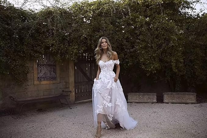 Boho Lace Wedding Dresses for Bride 2026 Tulle Long Sleeve Wedding Dress Ball Gowns Satin Mermaid Bridal Gown