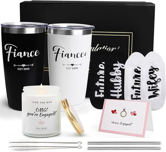Engagement Gifts for Couples, Engagement Gifts for Newly Engaged Couples, Cool Wine Engaged Tumbler Gift Set, Fiance Fiancee Gifts for Him and Her Girlfriend Boyfriend, Newlywed Wedding Gifts