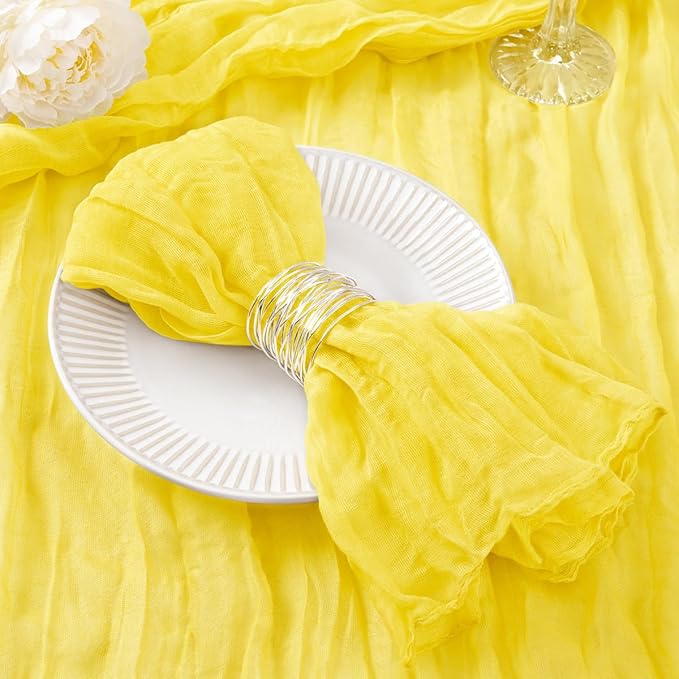 50 Pack Lemon Yellow Cheesecloth Napkins Spring Cloth Napkins Set of 50 Yellow Dinner Napkins Bulk 21x21 Inches for Wedding Bridal Shower Baby Shower Valentine's Day