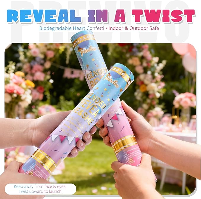 Gender Reveal Decorations Kit, Baby Gender Reveal Balloon Set with Confetti Cannons & Tableware for Boy or Girl Baby Shower (Pink)