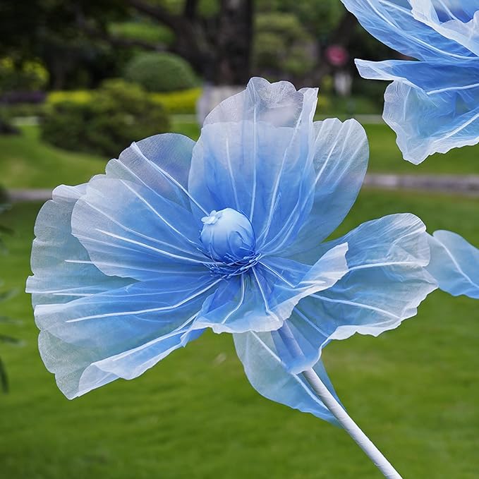 Giant Flowers for Decoration,Artificial Silk Flowers with Stand,Large Fake Floral Decor for Home Garden,Indoor Outdoor Party Birthday Wedding Backdrop (Gradient Blue)