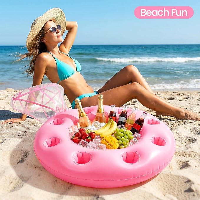 Zeraty Inflatable Pool Float Diamond Ring for Adults, Glitter Bachelorette Party Wedding Decorations Bridal Shower Gifts, Engagement Photo Prop, Swim Tube Beach Backyard Pool Lounging Supports 265 lbs