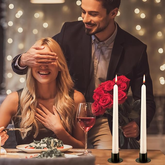 48 Pcs Taper Candle Holders Bulk for Wedding Pillar Candles Metal Taper Candlesticks Holders Centerpieces Short Candle Stick Dinner Decor for Party Anniversary Dinning Table Gift (48, Black)
