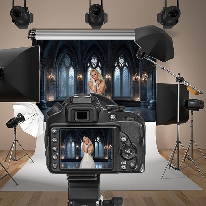 Baocicco Gothic Church Backdrop 20x10ft Vintage Medieval Castle Wall Ancient Arches Window Corridor Photography Backdrops Halloween Night Backdrops Castle Party Princess Prince Birthday Banner