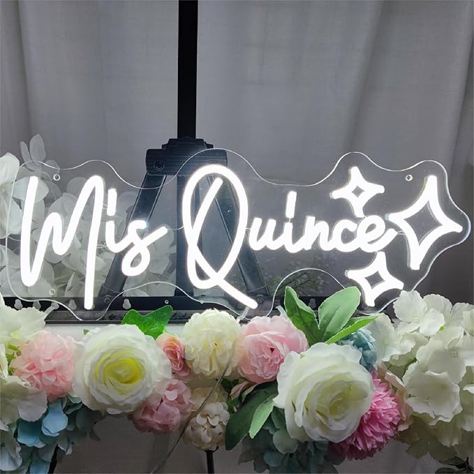 Mis Quince Neon Sign for Wall Decor,Happy Birthday Neon Signs for Bedroom Wall with Dimmable Switch for Any Age Children's Room, Bar, Party, Christmas, Wedding Decoration,43 * 16.4cm