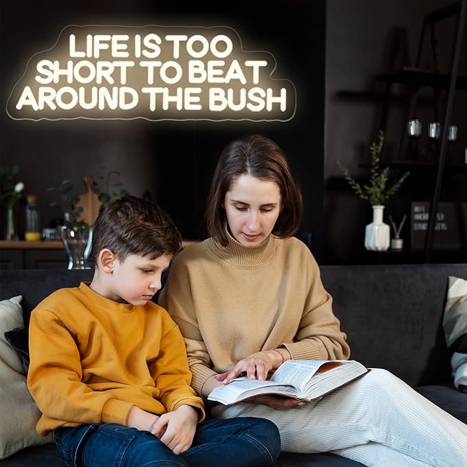 Life is Too Short to Beat Around the Bush Neon Sign, Wax Specialist LED Light, Esthetics Salon Suite Decor, Waxing Studio Sign,Clinic Wall Decoration, 17.7"x5.9", Warm White