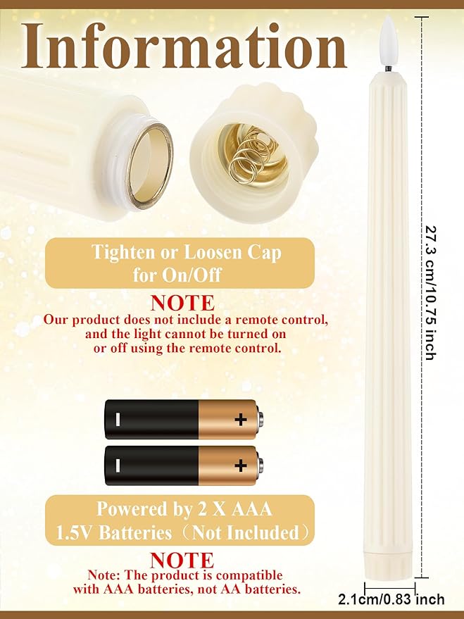 Retisee 30 Pcs 11 Inch Flameless Taper Candles LED Candles Bulk Battery Operated Taper Candle Flickering LED Candlesticks for Valentines Birthday Wedding Party Decor (Roman Style,Ivory)