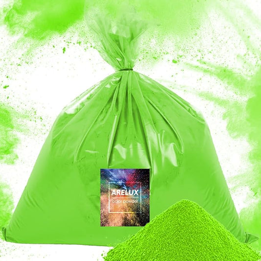 ARELUX Bright Green Color Powder - 6lbs Bulk (2x3lb) for Color Wars, Powder War & Fun Events | Durable Individual Packets, Vibrant Holi Powder for Gender Reveal, Run, Rangoli, Parties | Non-Toxic