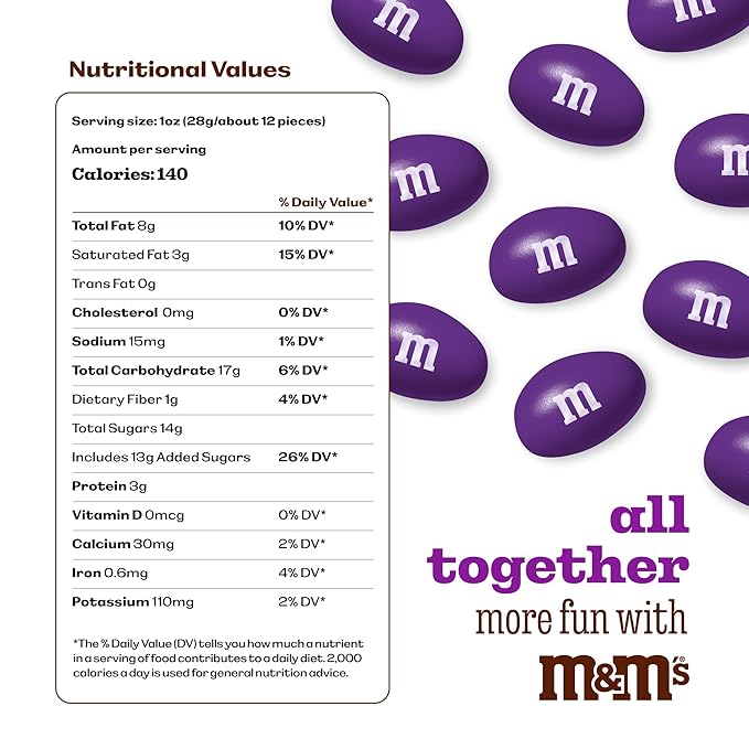 M&M’S WORLD Peanut Purple Chocolate Candy-2lbs of Bulk Candy in Resealable Pack for Easter,Candy Buffet,Birthday Parties,Theme Meetings,Candy Bar,Sweet Stuff for DIY Party Favors or Edible Decoration
