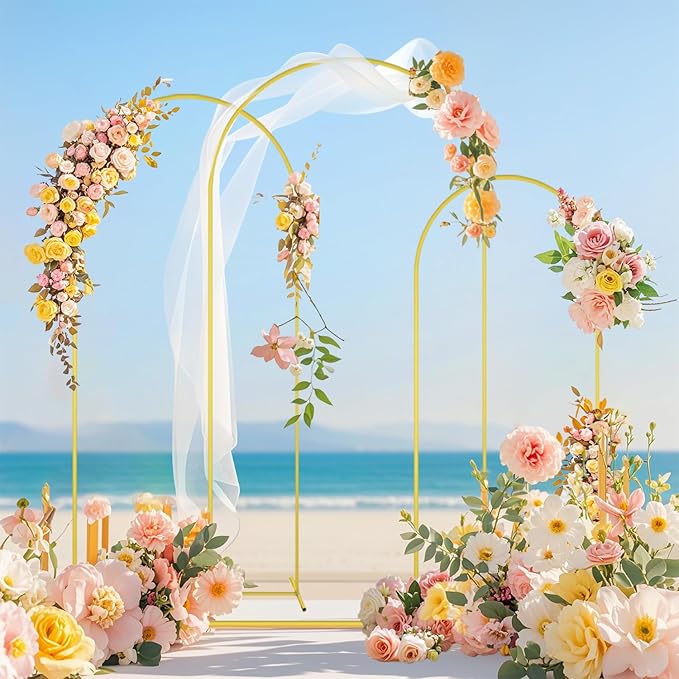 FOTSHARER 4FT 5FT 6FT Metal Arch Stand and Cover Set Black Cover for Arch Backdrop Balloon Arch Stand Set of 3 Wedding Arch Backdrop with Cover for Birthday Party Wedding Ceremony Decorations