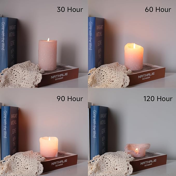 MOZEAL Hand-Poured Granular Texture Decorative Pearl Blush Pillar Candles Set of 3 (3"x4", 5", 6"),Approx 300 Hours Burn Time Dripless, Unscented, Smokeless, Spring Party Decor Candle Lover Gift