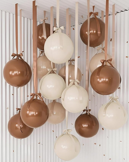 Jenaai 30 Set Round Foil Balloons Bulk 22 Inch 4d Metallic Giant Balloons Set with Satin Bows Ribbon for Ceiling Holiday Ornaments New Year Birthday Wedding Party Decoration(Warm Colors)