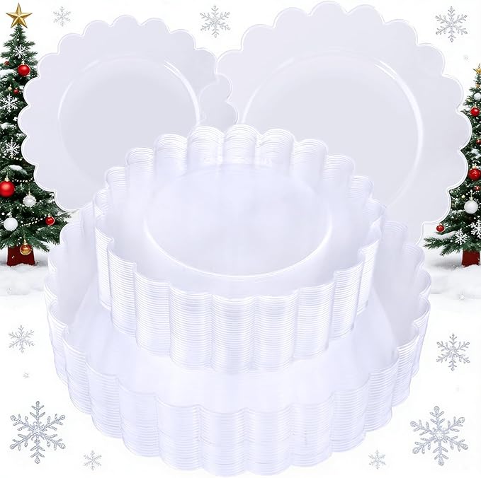 supernal 100pcs Clear Plastic Plates,Disposable Plastic Plates Heavy Duty,Premium Plate,Includes 50 Clear Dinner &50 Dessert Plate,for Party,Wedding,Brial Shower