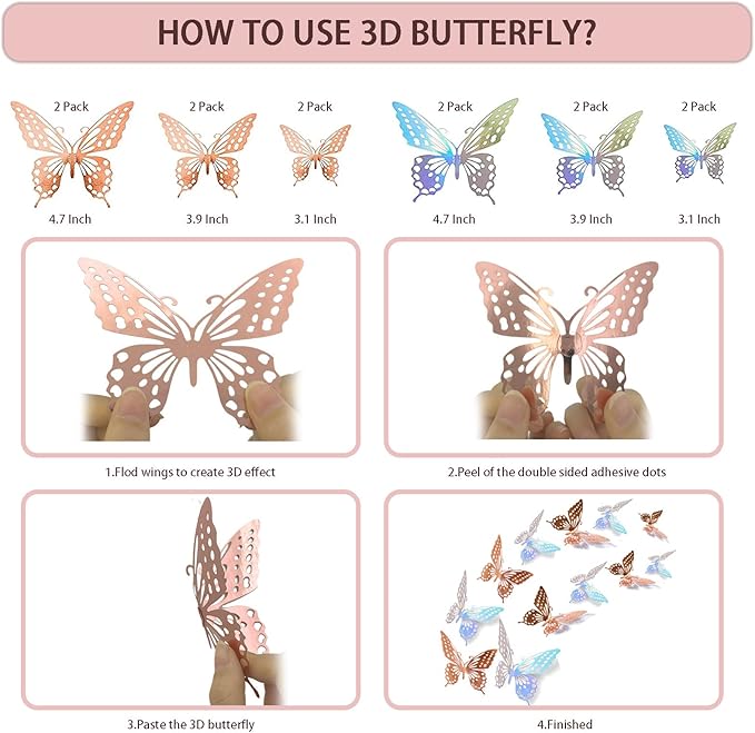 296 Pcs Birthday Decorations For Women, Rose Gold Party Decorations Kit For Girls Or Women - Butterfly, Hanging Swirl, Balloon Stand, Sash, Tiara, Banner, Balloon, Tableware For 50 Guest