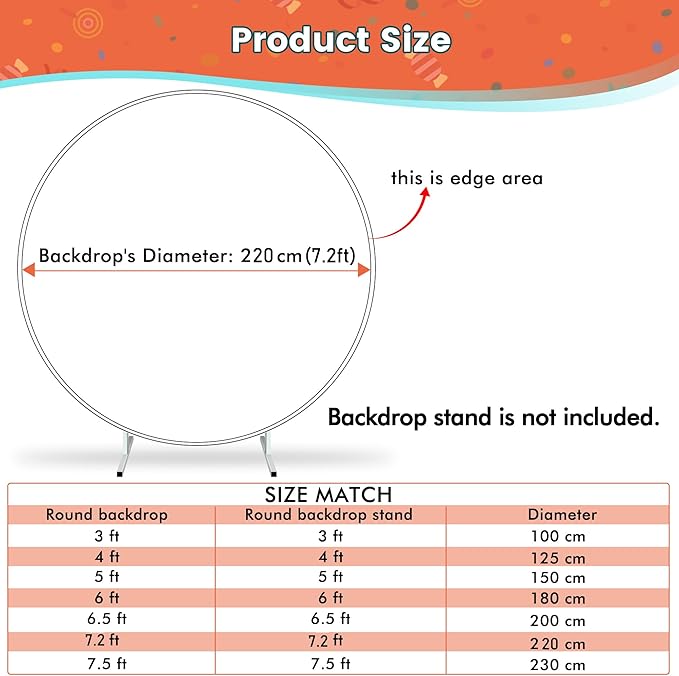 Happy Birthday Round Backdrop Cover 7.5ft,White Circle Background Stand Cover with 4Clips,7.5 Round Backdrop Gold Happy Birthday Banner for Photography Kids Baby Party Decorations