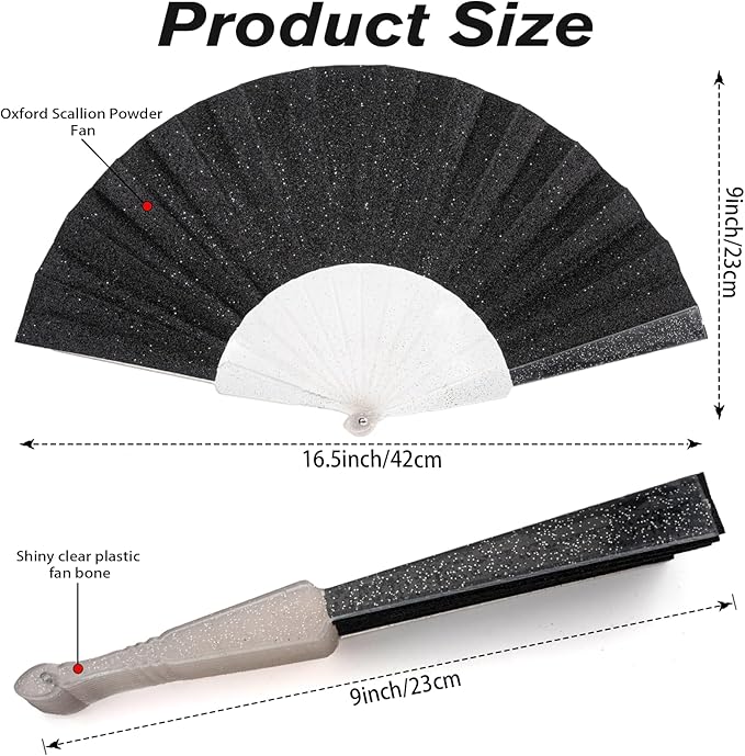 24 Pack Handheld Fan,Folding Hand Glitter fan with Shining Transparent Fan Rib – Ideal for Wedding, Church, Festival, Dance, Tea Party, Club, and EDM Accessories, Mixed