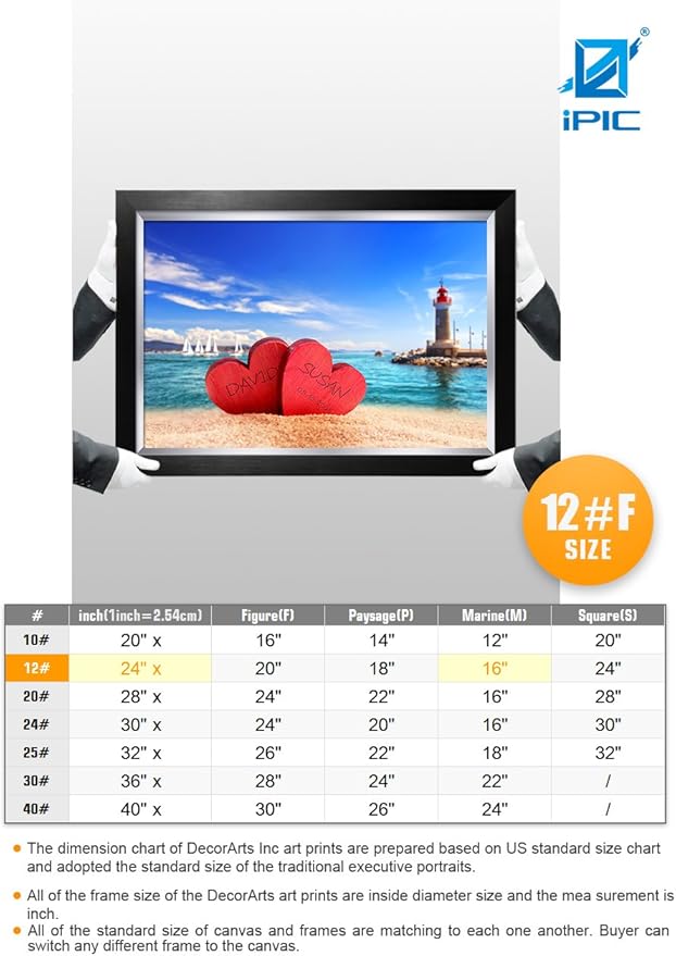 IPIC - Beach Lovers, Personalized Artwork with Names and Date on, Customized Gift for Anniversary,Wedding,Birthday and Holidays. Picture size: 24x16, Framed Size: 27x19