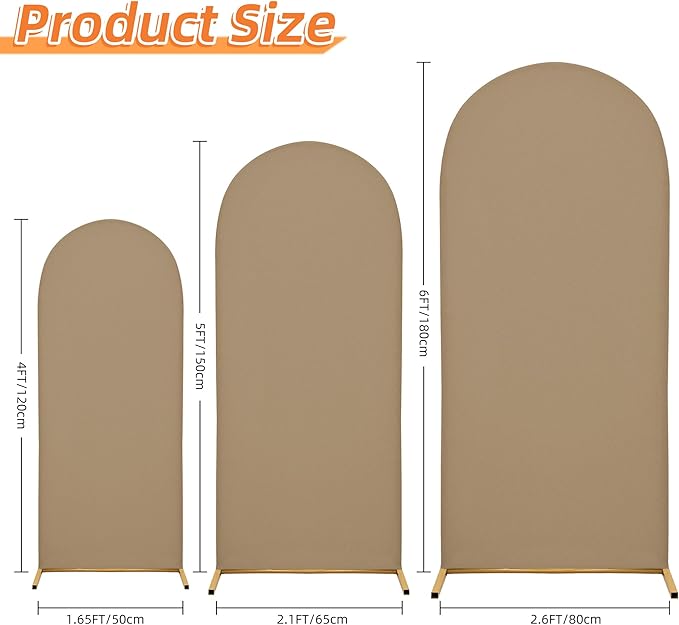 Title: SUKAIKEQA Small Arch Cover Trio – 6FT, 5FT & 4FT Stretch Backdrop Set for Intimate Events, Baby Showers & Photo Nooks – Mini Arch Decor Bundle