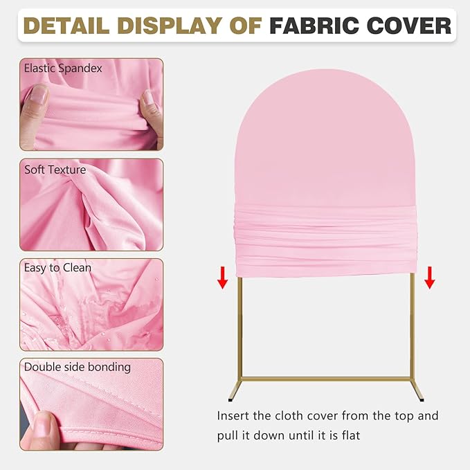 Arch Backdrop Stand and Cover Set, 2 Metal Balloon Arch Backdrop 7.2ft 6ft, Gold Arched Stand Frame for Wedding, Parties,Birthday, Event Decorations (Pale Pink,7.2ft+6ft)