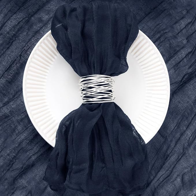 50 Pack Navy Blue Cheesecloth Napkins Spring Cloth Napkins Set of 50 Navy Dinner Napkins Bulk 21x21 Inches for Wedding Bridal Shower Baby Shower Valentine's Day