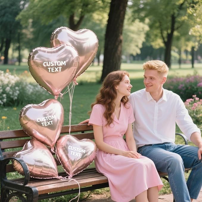 Custom Foil Balloons – Personalized Round & Heart Shaped Balloons for Logo, Text or Photo – Event, Birthday, Wedding, Business Promotion (round, 50)