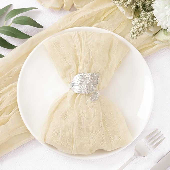 50 Pack Beige Cheesecloth Napkins Spring Cloth Napkins Set of 50 Cream Dinner Napkins Bulk 21x21 Inches for Wedding Bridal Shower Baby Shower Valentine's Day