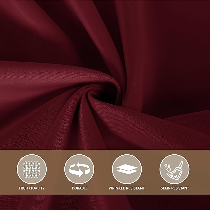 sancua Tablecloths for 8 Foot Rectangle Tables, 6 Pack - Washable Polyester Fabric Table Cloth for Chirstmas Party, Birthday, Banquet Reception, 60x120 Inch Burgundy