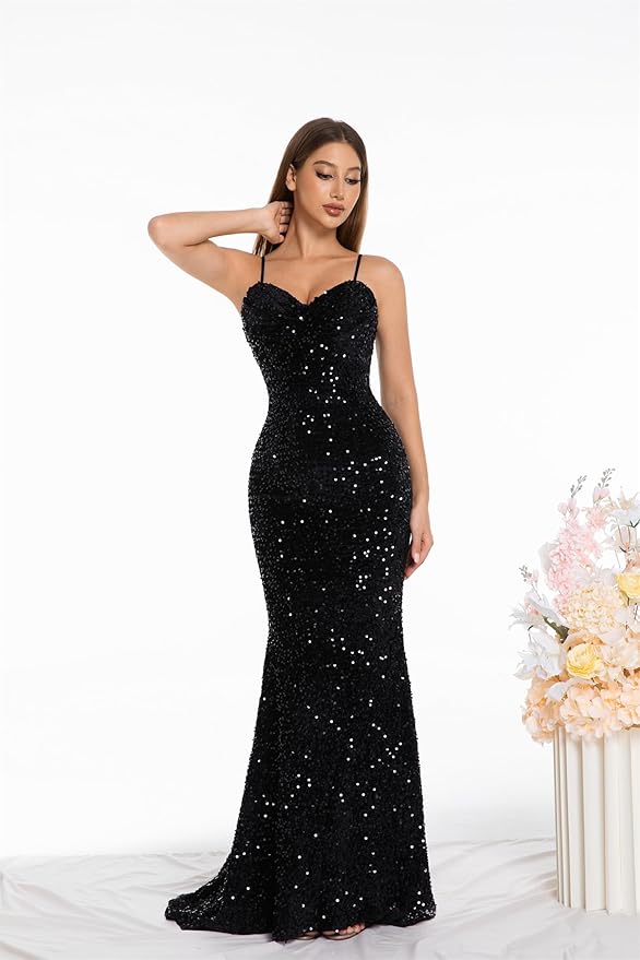 Evening Formal Dresses for Women Sequin Prom Wedding Guest Cocktail Dress Party Sexy Maxi Elegant Bodycon Night Gown