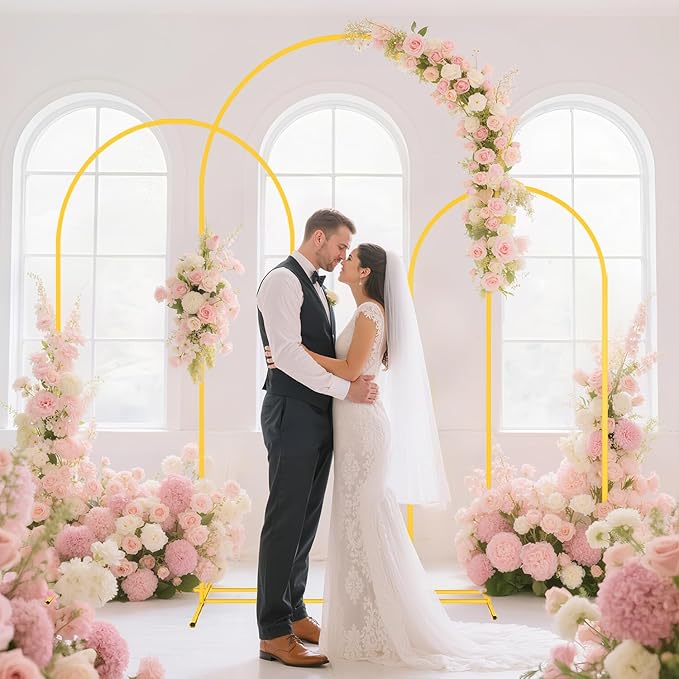 6FT 6.6FT 7.2FT Arch Stand and Cover Set of 3 Brown Arch Backdrop Covers for Balloon Arch Stands Birthday Party Decor Metal Arch Stand with Beige Cover for Wedding Baby Shower Decorations