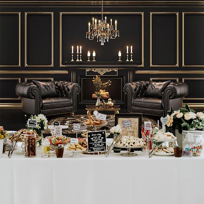 Baocicco 9x6ft Vinyl Black Luxury Interior Photography Backdrop Fireplace Sofa Chandelier Nordic Style Vintage Wall Backdrops for Birthday Wedding Events Party Home Decors Photo Booth Studio