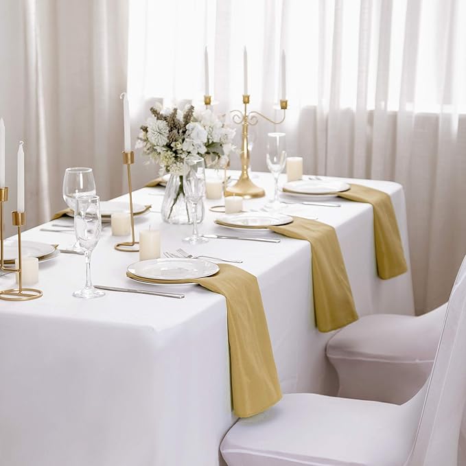 50pcs Polyester Cloth Napkins - 20 x 20 inch Gold Dinner Washable Napkins with Hemmed Edges for Restaurant/Wedding/Hotel(50,Gold)