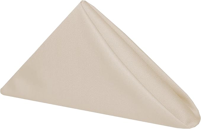 Ultimate Textile Poly-Cotton Twill Beige Cloth Napkins - 17" x 17" (Set of 12) Washable Lunch Napkins for Weddings Restaurants Parties
