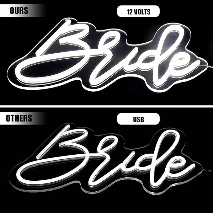 Edussy 37.39 * 9.45Inch Large Bride to Be Neon Sign for Backdrop Wall Decor with Dimmer Switch, Warm White 12V Reusable Neon Light Sign for Bridal Shower Bachelorette Engagement Party