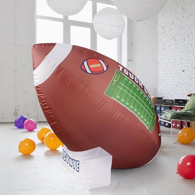 Icywye 6FT Large Football Party Decorations - Outdoor Football Inflatable Decor with Built-in LED Light - Indoor Football Themed Party Supplies Blow Up Decoration for Yard Birthday Holiday