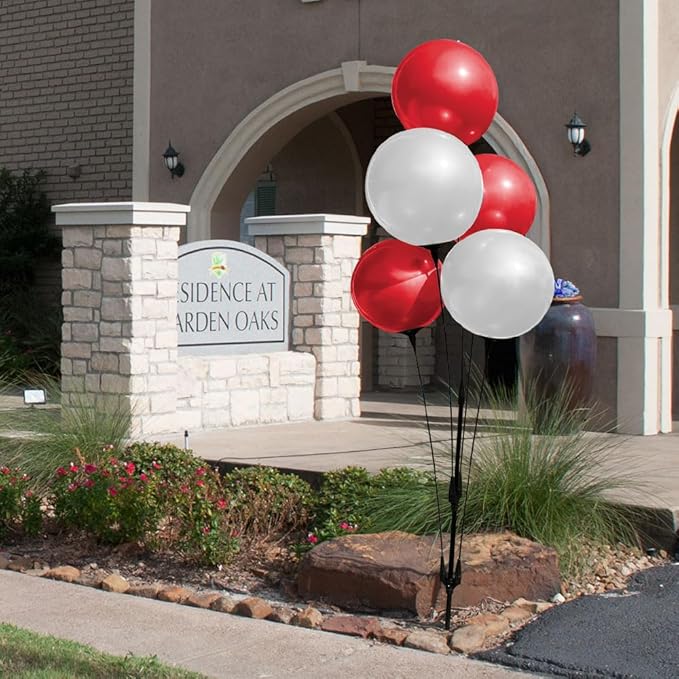 Reusable Outdoor Balloon Clusters - Helium Free, All-Weather, Durable, Plastic Balloons for Advertising, Real Estate, Grand Openings & Events (Red and White)