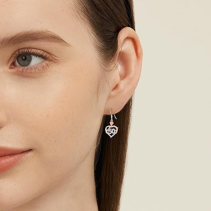 15th/ 16th/ 18th/ 50th/ 60th/ 80th Birthday Gifts for Women Daughter 925 Sterling Silver Love Heart Rose Flower Drop & Dangle Earrings Birthday Mothers Day Christmas Anniversary Graduation Jewelry