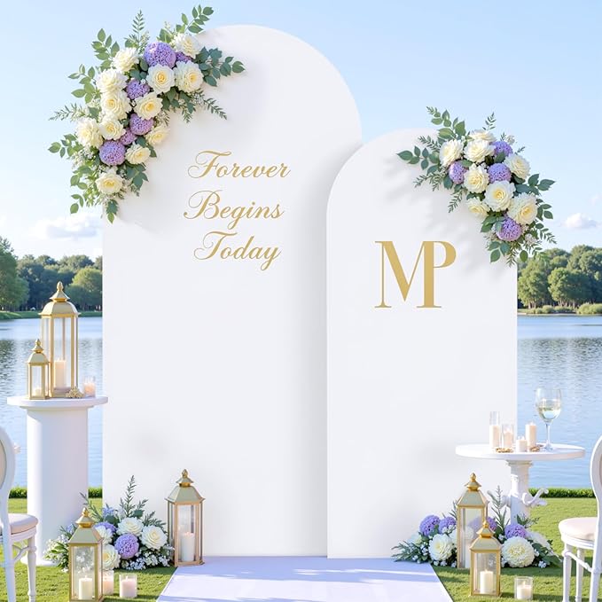 White Photo Arch Backdrop Cover Set of 2 Spandex 7.2 and 6ft White Arch Covers Stretchy Backdrop Wedding Balloon Arch Stand Covers for Birthday Party Baby Shower Bridal Shower Arches Background