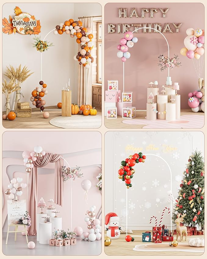 Wedding Arch, Metal Arch Backdrop Stand, Balloon Arch Stand Wedding Frame for Ceremony Decoration (White, 7.2FT Arch Backdrop)