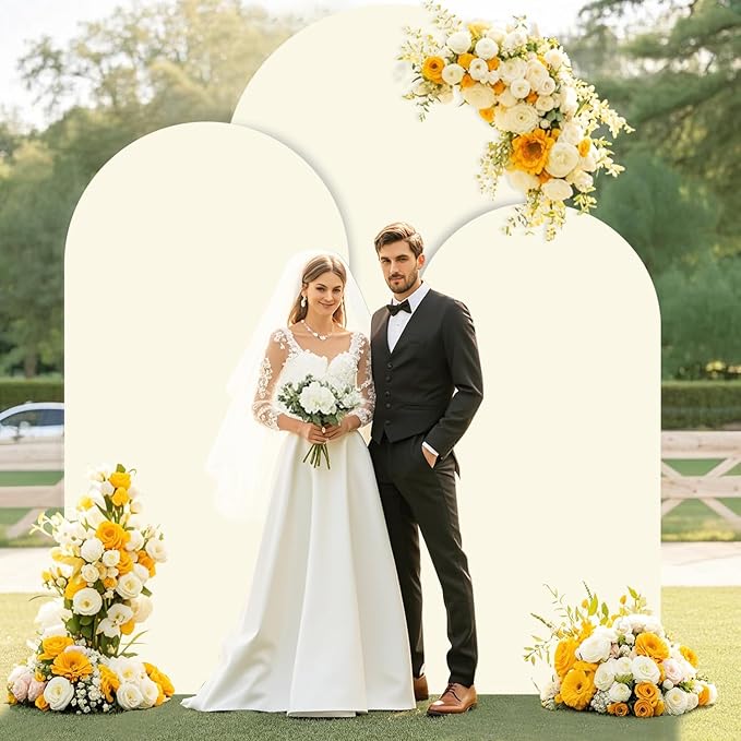 Set of 3 Wedding Arch Cover 6ft 6.6ft 7.2ft Ivory Arch Cover Chiara Arch Backdrop Cover Spandex Arch Stand Cover Balloon Arch Covers Stretchy Backdrop for Wedding Ceremony Birthday Party Events