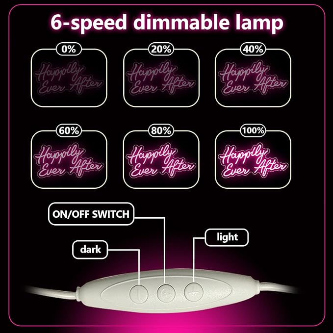 Happily Ever After LED Neon Light Sign, Wedding Neon Led Lights for Bachelorette Bridal Engagement Party Decoration Bridal Shower Wall Decor Signs Valentine's Day Dimmable USB Powered(16.9"*9.1")