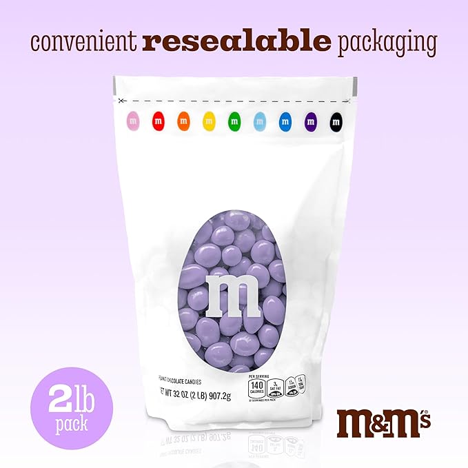 M&M’S WORLD Peanut Light Purple Chocolate Candy-2lbs of Bulk Candy in Resealable Pack for Candy Buffet,Birthday Parties,Theme Meetings,Candy Bar,Sweet Stuff for DIY Party Favors or Edible Decoration