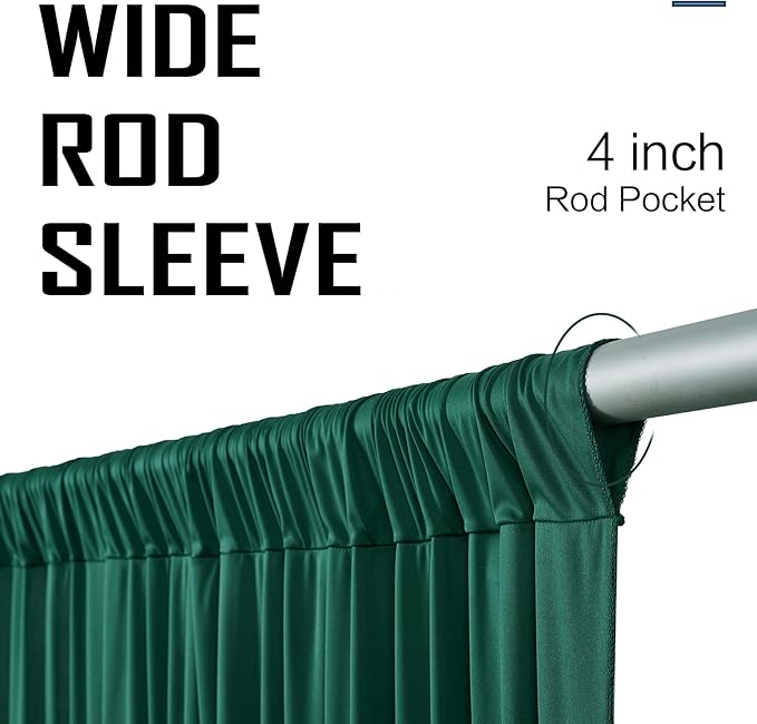 gogoparti 20x12ft Hunter Green Backdrop Curtain for Wedding Parties, 4 Panels (5x12 ft Each) Wrinkle-Free Dackdrop Curtains, Silky Draping Fabric for Birthday Party, Baby Shower, Photo Background