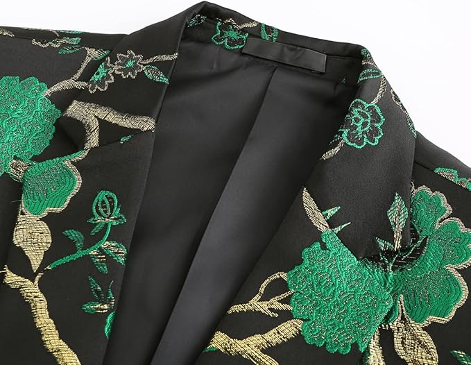 Cloudstyle Mens 2 Piece Floral Dress Suit One Button Dinner Tuxedo Jacket & Pants