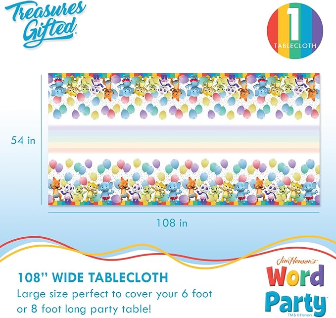 Treasures Gifted Officially Licensed Jim Henson’s Word Party Birthday Supplies - Serves 16 Guests - Ultimate Set Birthday Decorations - Word Party Decorations - Banner, Plates & More