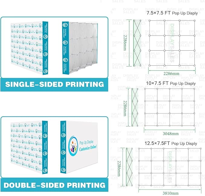 Pop Up Display Trade Show Backdrop 7.5 x 20 FT Custom Tradeshow Booth Display Banner Tension Fabric Backdrop for Business,Campuses, Weddings, Corporate